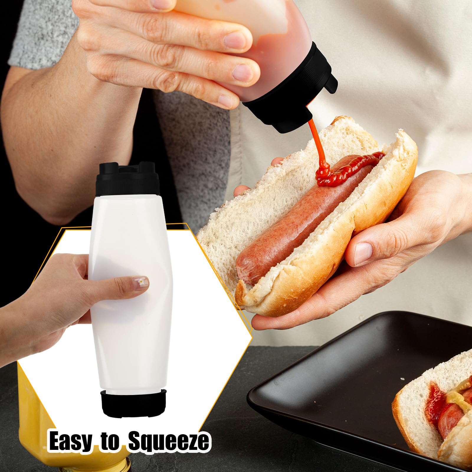 Amazon.co.jp: Roshtia 逆さプラスチックスクイズボトル 16オンス